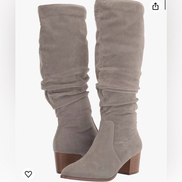 Amazon Essentials Shoes - NWT Women’s gray tall block heel boot size 9.5 faux kidsuede Amazon essentials
